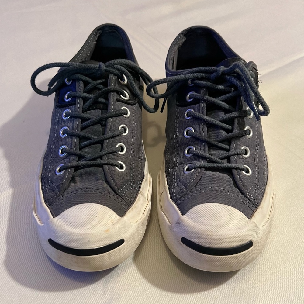Gray Converse Jack Purcell Sneakers with White Soles